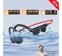 Écouteurs sans fil Bluetooth 5.3 à conduction osseuse, étanches IPX8, pour la natation, le sport, 32 Go, MP3, stéréo, avec micro, pour la course à pied, X7 X7Pro PearlWhite