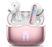 Écouteurs sans fil Bluetooth 5.4, avec 4 micros de réduction du bruit ENC, 40 heures, écouteurs intra-auriculaires Bluetooth, basses profondes, affichage LED, IP7, étanche, contrôle tactile, or rose