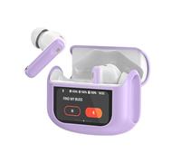 Écouteurs sans fil Bluetooth 5.4 avec écran tactile multifonctionnel, basses 48H, casque stéréo avec ANC/ENC suppression du bruit/mode transparence, écouteurs IPX7 avec 5 modes EQ, violet taro