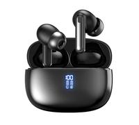 Écouteurs sans fil Bluetooth 5.4 HiFi stéréo, lecture 60 heures avec affichage de l'alimentation LED, étanchéité IPX7, casque sans fil avec microphone antibruit pour iPhone/Android/iPad, noir