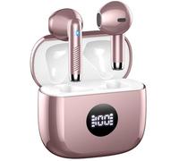 Écouteurs sans fil Bluetooth 5.4 stéréo profond, écouteurs intra-auriculaires avec micros antibruit ENC, lecture 40 heures avec mini étui, casque étanche IP7 avec chargeur USB C, écran LED