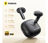 Écouteurs sans fil Bluetooth 6.0 Baseus Bowie MS1 -55dB avec ANC adaptatif, semi intra-auriculaires, ajustement stable, audio haute résolution Black