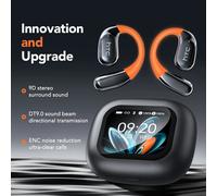 Écouteurs sans fil Bluetooth HTC NE27 AI avec traducteur linguistique en temps réel, affichage tactile LCD, suppression du bruit ENC, modèle 2026 Black AI Version