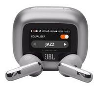 JBL Live Flex 3, Écouteurs sans fil, Bluetooth, jusqu'à 50 h d'autonomie, Réduction de Bruit Active, son haute fidélité JBL Signature, étanches à l'eau IP54, argent