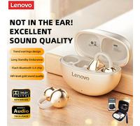 Écouteurs sans fil Bluetooth Lenovo TA410 TWS de type clip d'oreille, Bluetooth 5.4, contrôle tactile, longue durée de vie de la batterie avec microphone réducteur de bruit. Casque audio pour la musiq