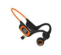 Ecouteurs sans Fil, Casque Conduction Osseuse Bluetooth,avec Microphone,Affichage de la Puissance,Fente pour Carte TF,écouteurs résistants à la Transpiration pour Running Cyclisme Travail (Orange)