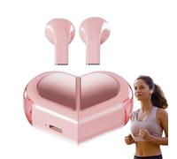 Écouteurs sans fil - En forme de cœur - Écouteurs élégants en forme de cœur | Sweatproof Mini Earbuds With Charging Case | Compact Audio Earphones For, Calls, Running, Cycling, Gym & Travel Use