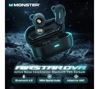 Écouteurs sans fil Monster OVA ANC Bluetooth 6.0 avec audio spatial, réduction active du bruit, étanches IPX5, écouteurs sportifs. Black