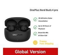 Écouteurs sans fil OnePlus Nord Buds 4 Pro TWS, version mondiale, audio haute résolution, réduction de bruit active 55 dB, Bluetooth 6.0 Black