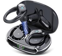 Écouteurs Sans Fil Oreillette Bluetooth 5.3 Stéréo Sportif Étanche IPX7 80h d'Autonomie Crochets Ergonomique Micro Intégré Noir