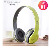 Écouteurs sans fil P47 bluetooth 5.0,casque d'écoute pliable avec micro,adaptateur USB,pour jeu iPhone - Type P47 Green #A