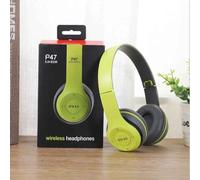 Écouteurs sans fil P47 bluetooth 5.0,casque d'écoute pliable avec micro,adaptateur USB,pour jeu iPhone - Type green #B