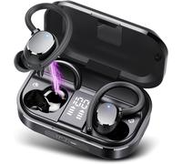 Écouteurs sans fil, son stéréo HiFi Bluetooth 5.3 sans fil avec micro antibruit 4 ENC, étanchéité IP7, 40 heures de lecture avec écran LED, pour le sport/voyage/travail