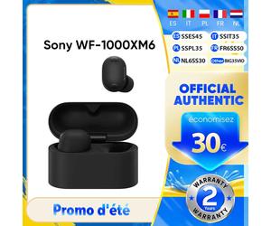 Écouteurs sans fil Sony WF-1000XM6 d'origine, réduction active du bruit, appels ultra-clairs grâce à l'IA, connexion multipoint, IPX4 Silver