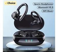 Écouteurs sans fil Sport 5.3, avec micro antibruit, HiFi stéréo 75H, sur l'oreille, affichage LED, USB-C IPX6 Rouge