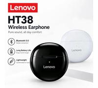 Écouteurs sportifs TWS Lenovo HT38, mini casque sans fil Bluetooth, stéréo HiFi, basses puissantes, étui de charge rapide, écouteurs de course résistants à la transpiration HT38 Black