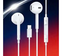 Écouteurs stéréo HiFi filaires avec microphone et contrôle du volume, compatibles avec 14 Pro Max/14 Pro/14 Plus/14/13/12/11/XS/XR/8/7/6 Série, prend en charge les interfaces USB-C et 3,5 mm, écouteur