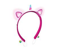 Ecouteurs stéréo serre-tête Bluetooth Licorne avec arceau réglable et prise jack 3,5mm Rose