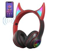 Écouteurs Supra-Auriculaires sans Fil - Casque pour Joueurs avec Oreilles de Chat Devil | Écouteurs Supra-Auriculaires sans Fil légers avec lumières de Respiration colorées, Solution Audio
