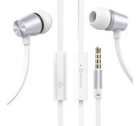 Écouteurs Swissten Filaires Jack 3.5mm Intra-auriculaires avec Télécommande Blanc Blanc G
