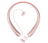 Écouteurs tour de cou Bluetooth pliables,casque de sport sans fil avec écouteurs rétractables résistant à la transpiration et suppression du bruit,pour la course à pied/le sport/la gym (rose)