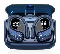 Écouteurs traducteurs AI, écouteurs traducteurs vocaux Bluetooth 5.4 avec application, écouteurs traducteurs avec crochet d’oreille, 6 modes de traduction, Bleu