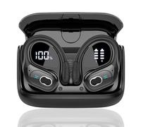 Écouteurs traducteurs AI, écouteurs traducteurs vocaux Bluetooth 5.4 avec application, écouteurs traducteurs avec crochet d’oreille, 6 modes de traduction, Noir