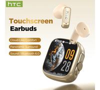 Écouteurs traducteurs IA HTC NE72 TWS à oreille ouverte, traduction en temps réel de plus de 135 langues, Bluetooth 6.0, écouteurs sans fil Gold AI