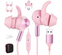 Écouteurs USB A pour Chromebook ordinateur portable PC pour casque filaire Dell/HP Rose