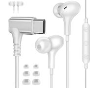 Écouteurs USB C 90°Degrés pour Samsung A36 A56 A55 A35 A17 5G Galaxy S25 S24,Stéréo Filaire Casque Type C avec Câble Microphone Écouteur In Ear pour iPad Mini iPhone 17 16e Pixel 10 Redmi Note 14 Pro+
