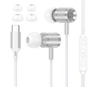 Écouteurs USB C avec câble pour Galaxy S25 Ultra S24 FE S23 S22 S21 A56 5G A55 A16 A17 A15 A36 A35, écouteurs intra-auriculaires USB C, avec microphone pour iPhone 17 Air 16e 15 Pro, Google Pixel 10