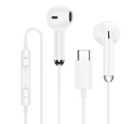 Écouteurs USB C avec câble pour Samsung Galaxy S26 Ultra S25 S24 S23 FE S22 A16 A17 A35 A36 A54 A55 A56 5G - Casque demi-intra-auriculaire avec réglage du volume - USB type C - Pour iPhone 17 Pro Max