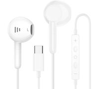 Écouteurs USB-C Compatibles 16/15/Pro Max/Plus,Galaxy S24 Ultra/S23/S22/S21/S20/A54/A53,i-Pad Pro 2022,H-uawei,Pixel 7¿Intra-Auriculaires TypeC avec Microphone,Câble et Contrôle du Volume-Blanc