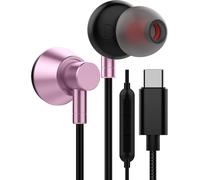 Écouteurs USB C, écouteurs stéréo USB de type C, écouteurs intra-auriculaires Hi-Fi numériques, microphone et télécommande pour Samsung Galaxy S21 + Ultra/S20 FE/S20/OnePlus 9 Pro/9/8T,Rose