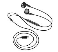 Écouteurs USB C Magnétiques avec Microphone et Boutons Contrôles Noir