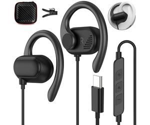 Écouteurs USB C, pour iPhone 16, 15 Pro 5G, On Ear Type C, connexion USB C, avec câble, microphone et crochet auriculaire, pour Samsung A56, A34, Galaxy A55, A54, S25, Pixel 9a, 8, 7, Poco X7, pour la