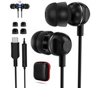 Écouteurs USB C pour iPhone 17 Pro Max, Double Couche Auriculaires Micro et Télécommande Magnétique Écouteurs Intra-Auriculaires pour Samsung Galaxy S25 S24 A16 A56 pour iPhone Air 16 15 Pixel 10 9 8