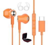 Écouteurs USB C pour Samsung A16/A17/A56/A37/S26 Ultra/S25/S24 HiFi Stéréo Magnétique Casque USB Type C Ecouteur Filaire Casque avec Micro pour iPhone 17 16e 15 pour Pixel 9a 10 pour OnePlus 15 orange