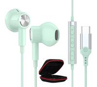 Écouteurs USB C pour Samsung A16/A17/A56/A37/S26 Ultra/S25/S24 HiFi Stéréo Magnétique Casque USB Type C Ecouteur Filaire Casque avec Micro pour iPhone 17 16e 15 pour Pixel 9a 10 pour OnePlus 15 Cyan