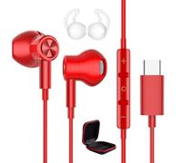 Écouteurs USB C pour Samsung A16/A17/A56/A37/S26 Ultra/S25/S24 HiFi Stéréo Magnétique Casque USB Type C Ecouteur Filaire Casque avec Micro pour iPhone 17 16e 15 pour Pixel 9a 10 pour OnePlus 15 Rouge