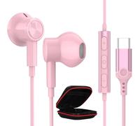 Écouteurs USB C pour Samsung A16/A17/A56/A37/S26 Ultra/S25/S24 HiFi Stéréo Magnétique Casque USB Type C Ecouteur Filaire Casque avec Micro pour iPhone 17e 16e 15 pour Pixel 9a 10a pour OnePlus 15 rose