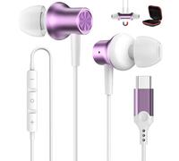 Ecouteurs USB C pour Samsung A17 A16 A55 A36 A56 S25 S24 Écouteurs USB Type C Filaire Casque Intra Auriculaire Magnétique avec Micro pour iPhone 17 16e 15 pour Pixel 10 9a 8a pour Redmi Note 15 violet