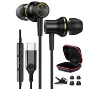 Ecouteurs USB C pour Samsung A17 A16 A55 A36 A56 S26 S25 Écouteurs USB Type C Filaire Casque Intra Auriculaire Magnétique avec Micro pour iPhone 17 16e 15 pour Pixel 10 9a 8 pour Redmi Note 15 Or Noir