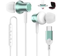 Ecouteurs USB C pour Samsung S25 A16 A17 A55 A36 A56 S24 S23 Écouteurs USB Type C Filaire Casque Intra Auriculaire Magnétique avec Micro pour iPhone 16e 16 15 Pixel 10 9 8a 7 POCO X7 Pro Cyan
