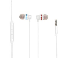 Ecouteurs WE filaire, intra, jack 3.5mm avec boîtier de contrôle et micro intégré au câble, blanc