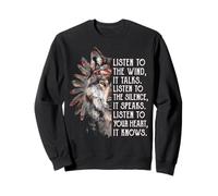 Écoutez Le Vent, il Parle, écoutez Le Silence Wolf Art Sweatshirt