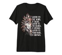 Écoutez Le Vent, il Parle, écoutez Le Silence Wolf Art T-Shirt Haut de Gamme