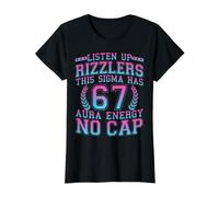 Écoutez Rizzlers : ce Sigma possède 67 Points d'énergie d'aura, Six Sept T-Shirt Graphique avec Valeur, Femme, Noir, S
