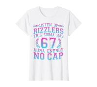 Écoutez Rizzlers : ce Sigma possède 67 Points d'énergie d'aura, Six Sept T-Shirt Graphique avec Valeur, Femme, Blanc, XS