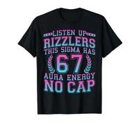 Écoutez Rizzlers : ce Sigma possède 67 Points d'énergie d'aura, Six Sept T-Shirt Graphique avec Valeur, Homme, Noir, L